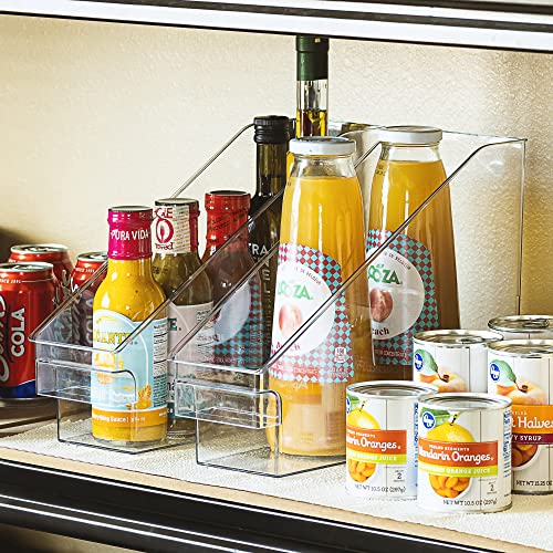 Sorbus Roll Out Bottle Organization Bins - Pantry Under Sink Organizer with Wheels & Handles, Clear Plastic Organizing Containers for Bottles & Cleaning Supplies - Kitchen Cabinet Laundry Room Storage - style: Slant