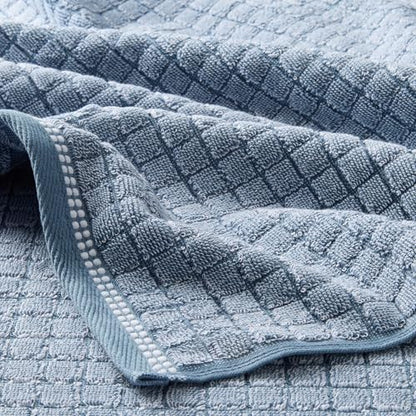Town & Country Everyday 4-Piece Textured Windowpane Hand Towel Set, 20x30-Inch, 100% Cotton, Plush & Absorbent 550GSM, Blue - color: Blue