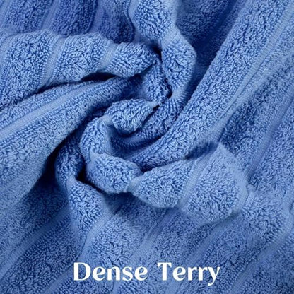 Ribbed Hand Towels for Bathroom, Hotel & Spa Quality Soft Hand Towel Set | for Men Women, 480 GSM (Ocean Blue) - color: Ocean Blue