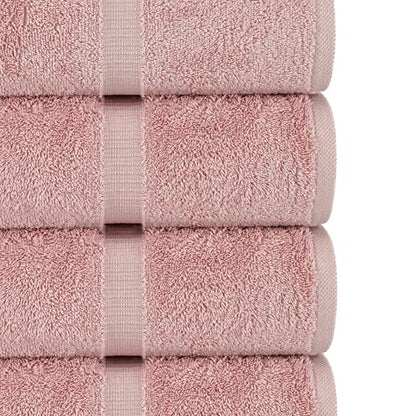 Chakir Turkish Linens 4 Piece Bath Towel Set, 100% Cotton Luxury Turkish Towels for Bathroom, Soft Absorbent Bath Towels, 27 x 54 Inches, Pink - color: Pink