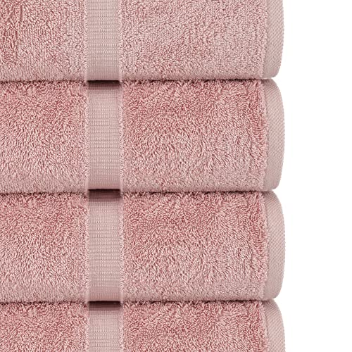 Chakir Turkish Linens 4 Piece Bath Towel Set, 100% Cotton Luxury Turkish Towels for Bathroom, Soft Absorbent Bath Towels, 27 x 54 Inches, Pink - color: Pink