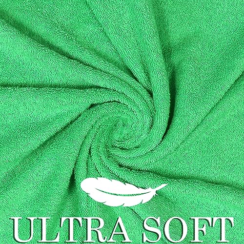 6 Piece 100% Cotton Bath Towel Set - 2 Bath - 2 Hand - 2 Face, Green | 100% Cotton • Thick & Plush • Hotel Quality • Ultra Soft • Highly Absorbent • Quick Dry • Low Lint • Machine Washable - color: Bright Green
