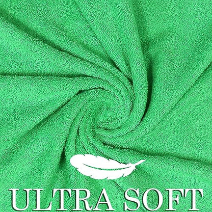 6 Piece 100% Cotton Bath Towel Set - 2 Bath - 2 Hand - 2 Face, Green | 100% Cotton • Thick & Plush • Hotel Quality • Ultra Soft • Highly Absorbent • Quick Dry • Low Lint • Machine Washable - color: Bright Green