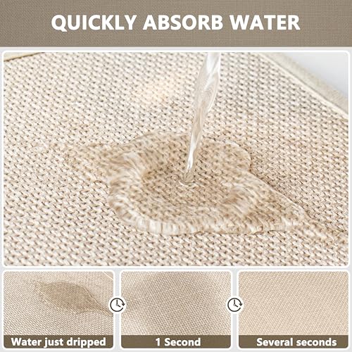 Large Bathroom Rugs Runner Non Slip Bath Mat 17" x 47", Quick Dry | Bath Mat Machine Washable Bathroom Rugs, Beige, Thin Bath Mat - color: Light Beige, size: Runner(17"x47")