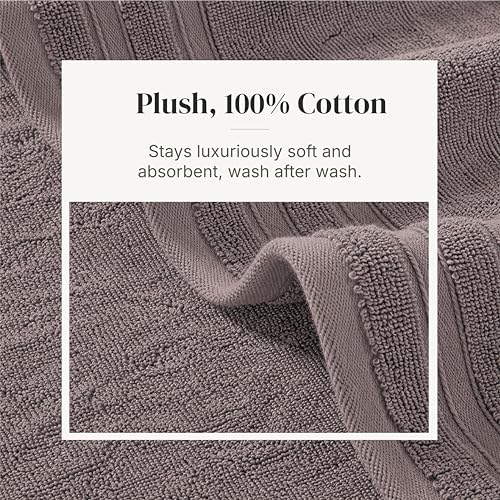 Modern Threads 6 Piece Cotton Bath Towel Set – Ultra Soft 550 GSM Towels – Bathroom Set with Hand Towels and Washcloths – Diamond Border (Classic Taupe) - color: Classic Taupe, style: Diamond Border