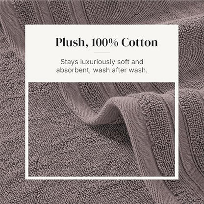 Modern Threads 6 Piece Cotton Bath Towel Set – Ultra Soft 550 GSM Towels – Bathroom Set with Hand Towels and Washcloths – Diamond Border (Classic Taupe) - color: Classic Taupe, style: Diamond Border