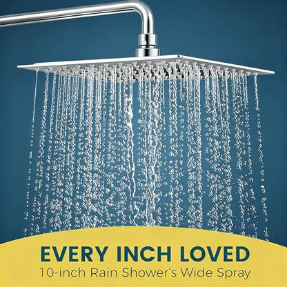 10 Inch Metal Rain Shower Heads with Handheld Spray Combo, Dual Shower Head with Adjustable Slide Bar and Stainless Steel Hose, Height Adjustable, Chrome - color: Chrome