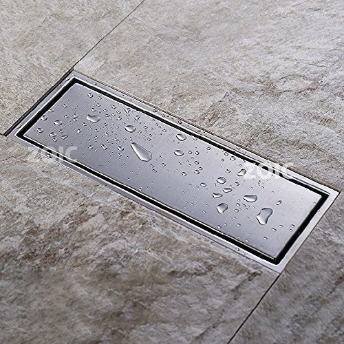 ZOIC Linear Stealth Tile Insert Floor Grate Bathroom Shower Waste Drain 304 Stainless Steel Side Outlet 23.62 Inches (600MM) - size: 23.62'(600MM)
