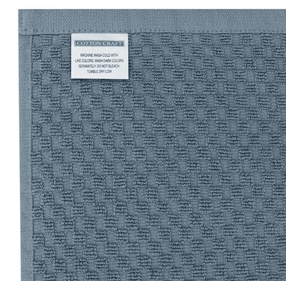 COTTON CRAFT Amazing Kitchen Towels - 8 Pack 100% Cotton Waffle Terry Towel | Blue - 16x28 inch Euro Café Waffle Weave Dish Towels - Soft Absorbent Quick Dry Low Lint Reusable Pantry Bar Cleaning Cloth - color: Blue, size: 8 Pack