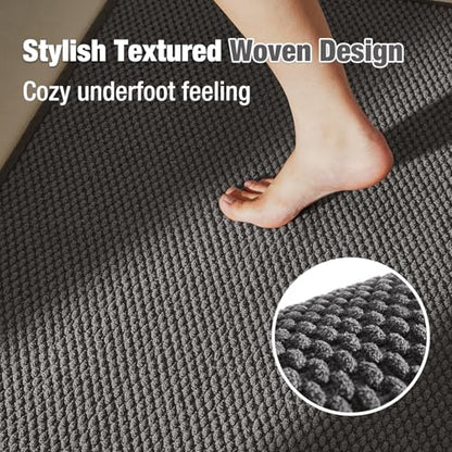 TYUU Bathroom Rugs Non Slip Washable, Super Absorbent Thin Bath Mat Small Quick Dry Low Pile Bathroom Rug, Dark Grey 16"x24" - color: Dark Grey, size: 1'4" X 2' (Rectangular)