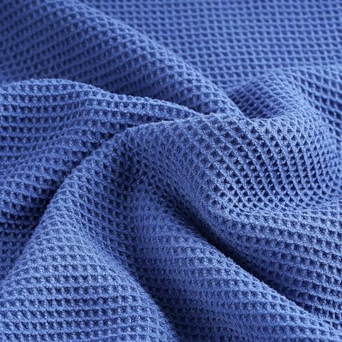 POLYTE 380 GSM Poly Blend Microfiber Quick Dry Waffle Bath Towel, 30x60 in | 2 Pack, Oversize, Lint Free, Body Towel - color: Royal Blue