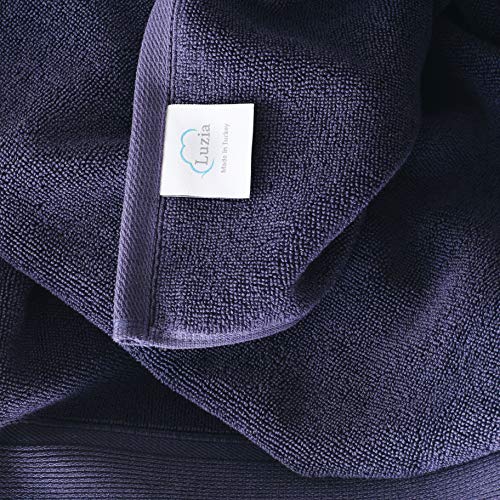 Luzia 8 Piece Bathroom Towel Set - 100% Turkish Cotton, Premium Quality - 2 Bath Towels 2 Hand Towels and 4 Washcloths (Navy Blue) - color: Navy Blue