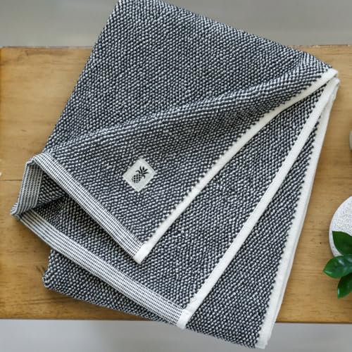 Cariloha Two-Tone Bath Towel - Bamboo Viscose - Black Sand - 30" x 56" | Plush, Quick Dry Towel with Turkish Cotton, Odor Resistant, Highly Absorbent Large Bathroom Towels, Luxury Hotel Bath Towel - color: Black Sand