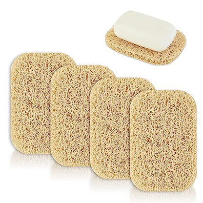4pcs Soap Lifting Pad for Bar Soap,Beige Non-Slip Soap Saver Pads Self Draining Soap Bars Holder Pads for Kitchen Bathroom Travel Hotel Shower Cleaning Supplies - size: Beige