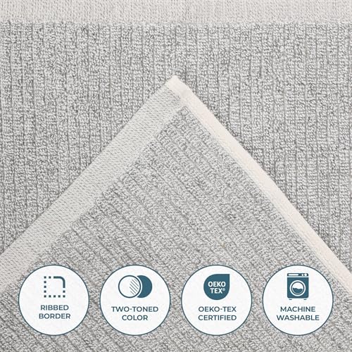 Superior Destin Viscose Cotton Blend Medium Weight Towels, Kitchen, Bathroom, Spa, Plush, Quick Dry, Ultra-Soft Towels, Bath Essentials, Ribbed Design, Absorbent Hand Towels, Set of 6, Platinum