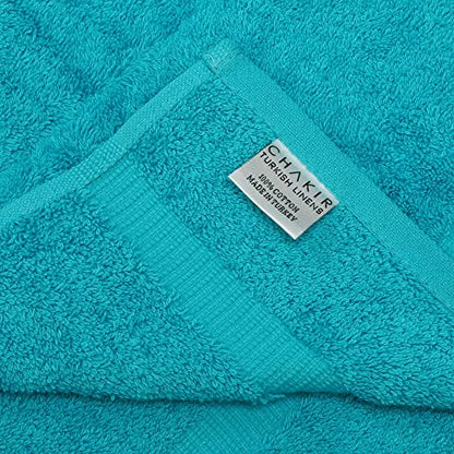 Chakir Turkish Linens 4 Piece Hand Towels, 100% Cotton Turkish Towels for Bathroom, Luxury Soft Absorbent Hand Towel Set, 16 x 30 Inches, Aqua - color: Aqua