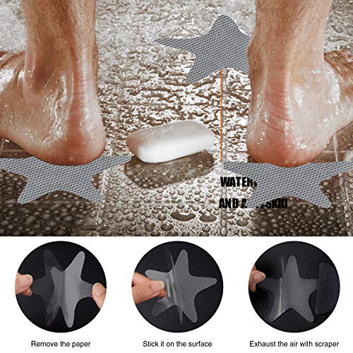 Secopad Anti Slip Shower Stickers, 24 PCS Safety Bathtub Stickers Adhesive Decals with Premium Scraper (Gray) - color: Grey