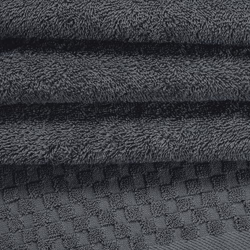 MyOwn Ultra Soft 3 Pack Cotton Towel Set, Contains a Bath Towels 28x55 inch, a Hand Towels 16x24 inch & a Wash Coths 12x12 inch, Ideal Everyday use, Compact & Lightweight - Charcoal Grey - color: Charcoal Grey, size: 3 Pack Set