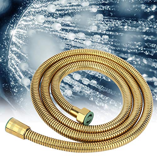 Extra Long Shower Hose 5ft/1.5m, Stainless Steel | Rubber Inner Tube | Handheld Shower Replacement | Bathroom & RV | Pet Cleaning | Flexible & Kink-Resistant(Gold) - color: 5Ft Gold