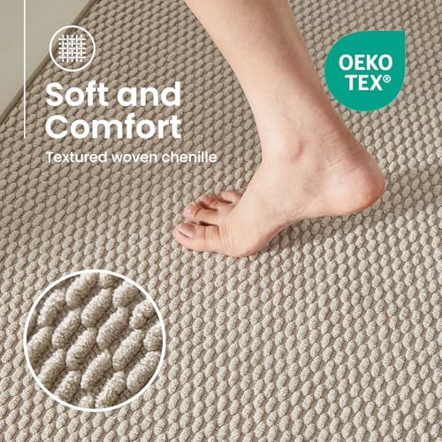 TYUU Bath Mat Set 2 Piece, Bathroom Rugs Non Slip Washable & Toilet Mat | Non Slip Quick Dry Absorbent Thin Low Pile Bathroom Mats, Washable Bath Rugs 2 Pc Set: 16x24 Mat & Toilet Mat 20x24 in. Beige - color: Beige, size: 16"x24" + 20"x24" U Shape