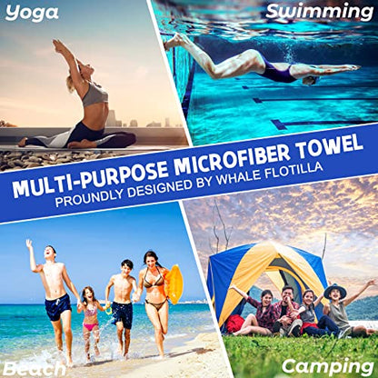 Whale Flotilla 6 Pack Quick Dry Beach Towels Oversized (35"x70"), Microfiber Sand-Free Beach Towel Set, Extra Large Compact Pool Travel Accessories, Navy/Black/Summer/Aqua/Blue/Purple - color: Navy/ Black/ Summer/ Aqua/ Blue/Purple, size: 70.00" x 35.00"