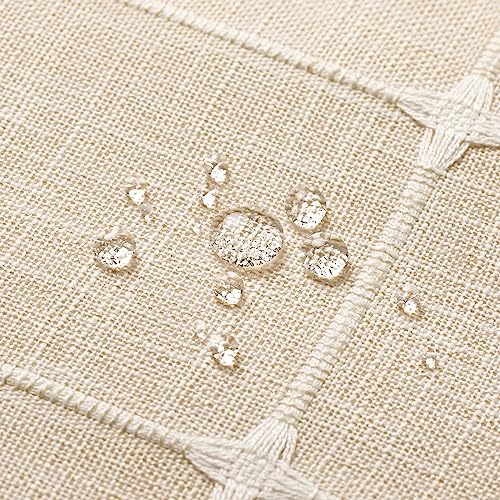 Boho Farmhouse Classic Plaid Linen Tassel Shower Curtain Cream,36x72 | Small Stall Half Size,310GSM Linen Blend Heavy Duty Cloth,3-side Tassels,Wrinkle Resistant,Rustic Bohemian Country design - color: Cream, size: 36"W x 72"L (Pack of 1)
