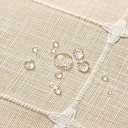 Boho Farmhouse Classic Plaid Linen Tassel Shower Curtain Cream,36x72 | Small Stall Half Size,310GSM Linen Blend Heavy Duty Cloth,3-side Tassels,Wrinkle Resistant,Rustic Bohemian Country design - color: Cream, size: 36"W x 72"L (Pack of 1)