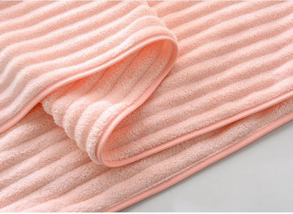 Coral Fleece Bath Towel - Ultra Absorbent Quick Dry Waffle Weave Towel, Large Spa-Style Bath Towel for Shower, Beach, Pool (Blue)