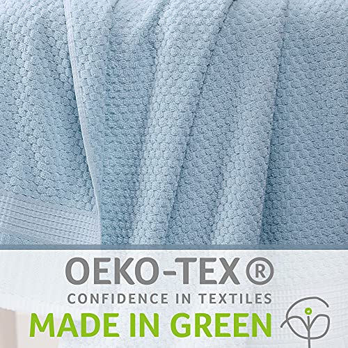 NY Loft 100% Cotton 4-Pack Bath Towel Set | Blue | Oeko-TEX | Quick-Dry | Four 30" x 52" Bath Towels | Super Absorbent | Designer-Styled Texture - color: Chambray Blue, size: Bath Towel (4 Pack)