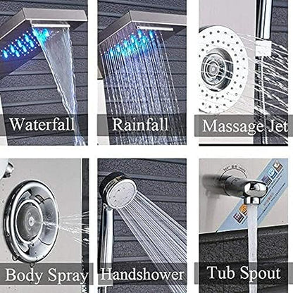 Shower Panel Tower Faucet Set Rain Massage Body Jets System Stainless Steel
