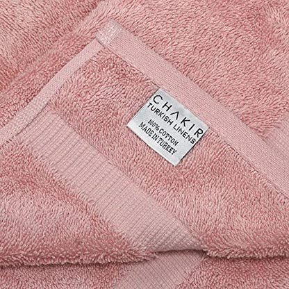 Chakir Turkish Linens 4 Piece Hand Towels, 100% Cotton Turkish Towels for Bathroom, Luxury Soft Absorbent Hand Towel Set, 16 x 30 Inches, Pink - color: Pink