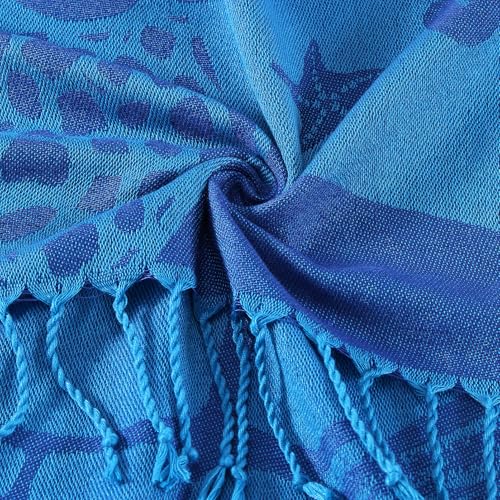 Genovega 6 Packs Oversized Turkish Beach Towels Set 74"x38" Extra Large Sand Free Quick Dry Swim Bath Pool Towel Travel Blanket Adult Essentials Accessories Vacation Multi Shark Turtle Stuff - color: Multi Pattern Four