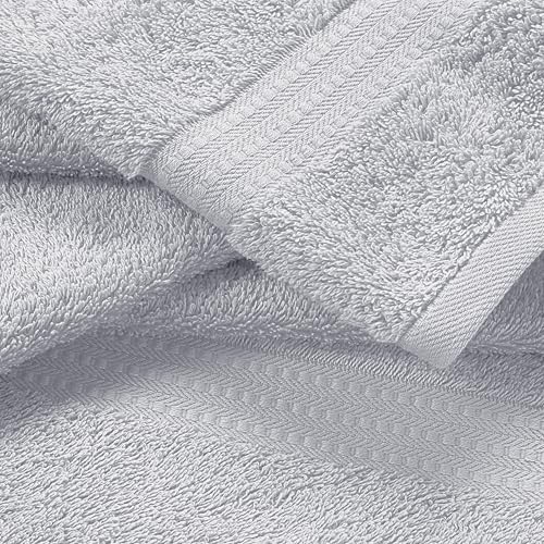 MyOwn 6 Piece Towel Set, 100% Combed Cotton - 2 Bath Towels, 2 Hand Towels, 2 Wash Cloths - 500 GSM Luxury Hotel Quality Ultra Soft Highly Absorbent Towel Set for Bathroom - Light Grey - color: Light Grey