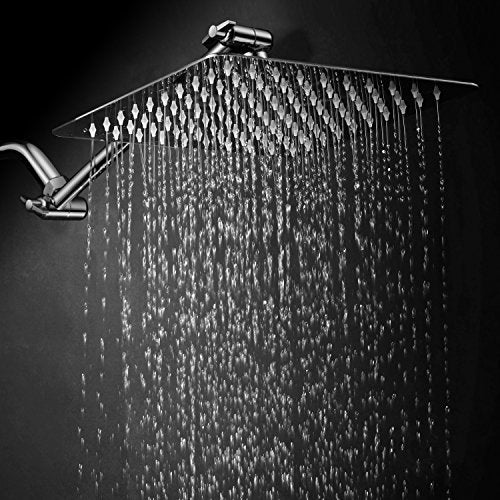 HotelSpa Giant 10" Stainless Steel Rainfall Square Showerhead with Solid Brass Adjustable Extension Arm - color: Chrome