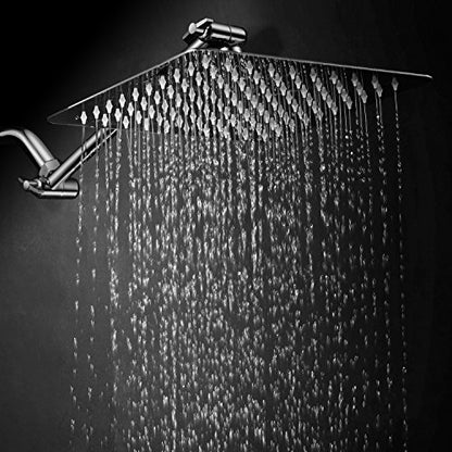 HotelSpa Giant 10" Stainless Steel Rainfall Square Showerhead with Solid Brass Adjustable Extension Arm - color: Chrome