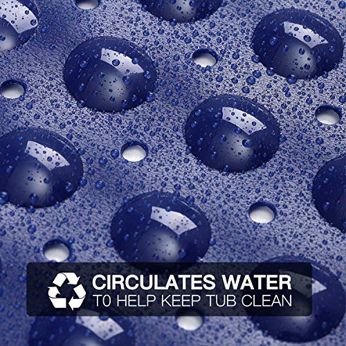 YINENN Bath and Shower Safety Mats 40x16 inch, Non Slip with Suction Cups for Bathroom Stall and Tub Floor, Extra Large and Machine Washable, Drain Holes Keep Bathtub Clean, Dark Blue - color: Dark Blue