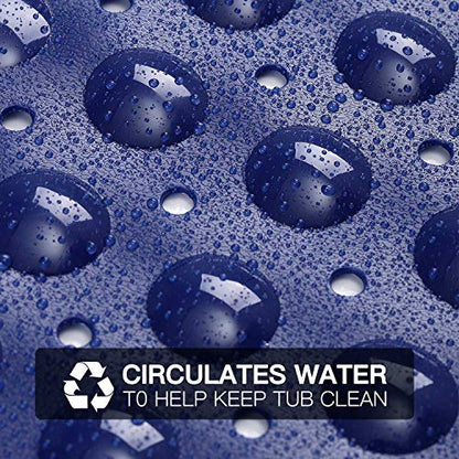 YINENN Bath and Shower Safety Mats 40x16 inch, Non Slip with Suction Cups for Bathroom Stall and Tub Floor, Extra Large and Machine Washable, Drain Holes Keep Bathtub Clean, Dark Blue - color: Dark Blue
