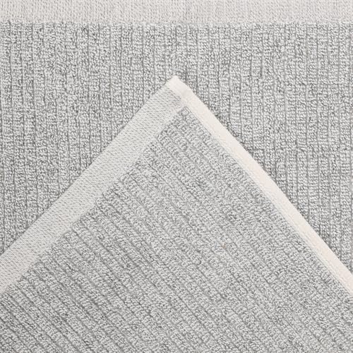 Superior Destin Viscose Cotton Blend Medium Weight Towels, Kitchen, Bathroom, Spa, Plush, Quick Dry, Ultra-Soft Towels, Bath Essentials, Ribbed Design, Absorbent Hand Towels, Set of 6, Platinum