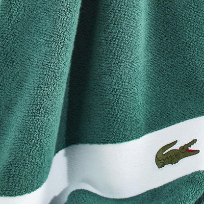 Lacoste Sport Stripe 6-Piece Luxury Cotton Towel Set – Made with 100% Soft Supima Cotton, Absorbent & Quick-Drying, Includes 2 Bath Towels, 2 Hand Towels, 2 Washcloths, Croc Green - color: Croc Green