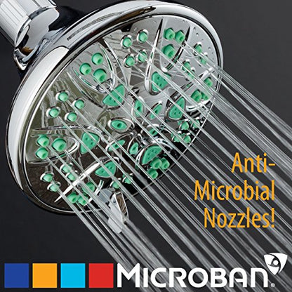 AquaDance Antimicrobial – Anti-Clog High-Pressure 6-Setting Shower Head with Microban Nozzle Protection from Growth of Mold, Mildew & Bacteria for Stronger Shower! 4" Coral Green | More Power, Better Shower Hygiene! Lifetime Antimicribial Nozzle Protectio