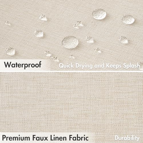MIULEE Linen Fabric Shower Curtain Cream Beige W48*L72 8 Metal Hooks | Modern, Heavy Duty, Curtain Set, Waterproof Neutral Thick Cloth Shower Curtains, Bathroom Bathtub, Washable - color: Cream, size: 48"W x 72"L (Pack of 1)