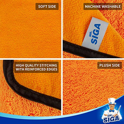 MR.SIGA Professional Microfiber Towels for Cars, Scratch Free, 6 Pack | Dual-sided car washing and detailing towels, gold, 40 x 60 cm(15.7 x 23.6 inch)
