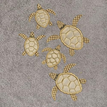 Jewel 4-Piece Premium Towel Set, Embroidered Turtles, Plush Turkish Cotton, Durable & Quick Dry, Elegant Beach Style, 2 Bath 2 Hand Towels, Charcoal - color: Charcoal, size: 2 Pcs Bath 2 Pcs Hand Towel