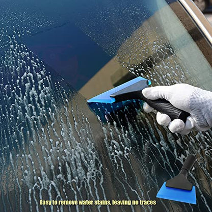 FOSHIO Small Squeegee with 5 Inch Dark Blue Rubber Blade Mini Wiper Window Tinting Tools for Mirror Glass Window Cleaner with Non-Slip Handle - color: Pure Blue