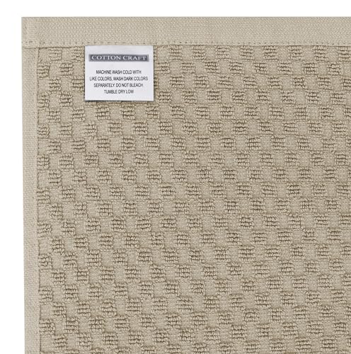COTTON CRAFT Amazing Kitchen Towel - 12 Pack 100% Cotton Waffle Terry Towel | Beige - 16x28 inch Euro Café Waffle Weave Dish Towels - Soft Absorbent Quick Dry Low Lint Reusable Pantry Bar Cleaning Cloth - color: Beige, size: 12 Pack