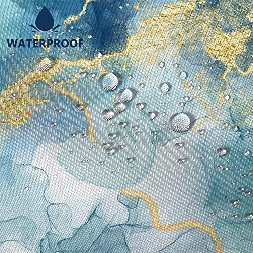 AWERT Teal Marble Shower Curtain for Bathroom Waterproof Quick-Drying Modern Abstract Shower Curtain Set with Hooks 60x72 Inch - color: Teal, size: 60"W x 72"L (Pack of 1)
