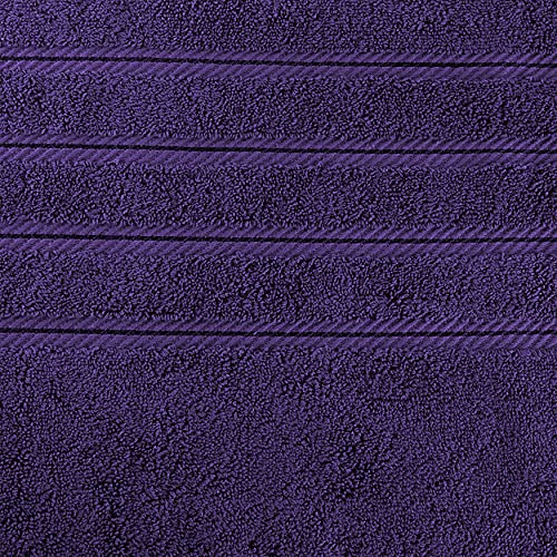 American Soft Linen 100% Carde Cotton 6 Piece Towel Set, 590 GSM Heavy Weight Soft Absorbent Turkish Towels for Bathroom, Rich Purple - color: Rich Purple