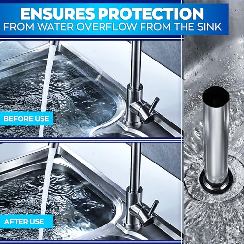 Bar Sink Stopper 3 Pack, Stainless Steel Overflow Pipe Tube 7.48 In | Fits 1.75 Inch Bar, Bathroom and Kitchen Sink Drains | Commercial 3 Compartment Sink Plugs, Removable Rubber Drain Stoppers - style: 3 Pack