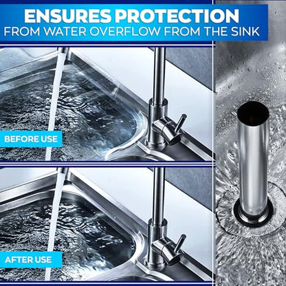 Bar Sink Stopper 3 Pack, Stainless Steel Overflow Pipe Tube 7.48 In | Fits 1.75 Inch Bar, Bathroom and Kitchen Sink Drains | Commercial 3 Compartment Sink Plugs, Removable Rubber Drain Stoppers - style: 3 Pack