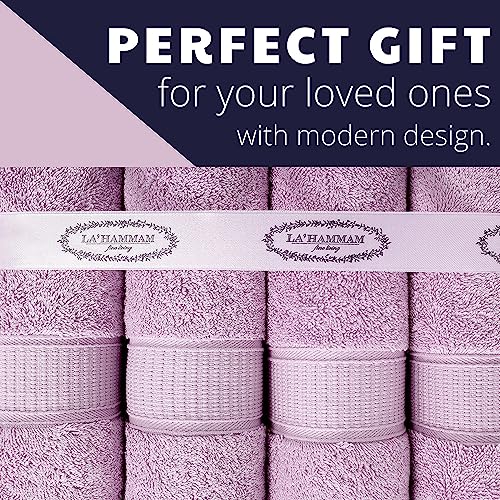 LA' HAM MAM FINE LIVING Luxury Turkish Cotton Towels Easy Care, Extra Soft & Absorbent, Hotel & Spa Quality, Kitchen & Bathroom Turkish Towels (Washcloth Set - 4 Pack, Lilac) - color: Lilac, size: Washcloth Set - 4 pack
